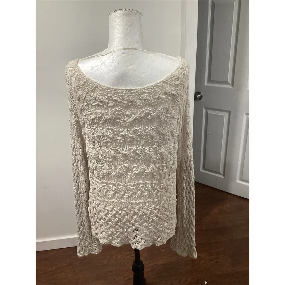 Free People crochet  top   Large Ivory Boho hippie